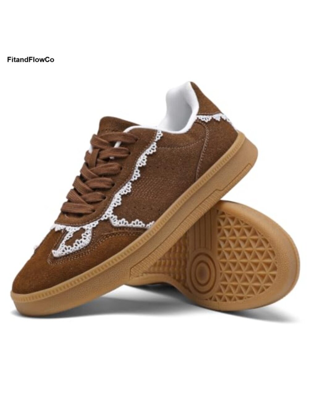Suede Lace-Up Fashion Sneakers Arch Support Lightweight Walking Shoes